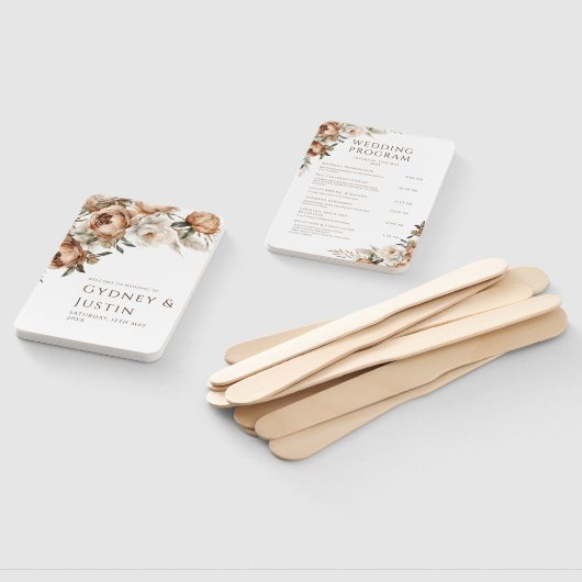 Rustikale Dread Floral Pampas Hochzeitsprogramme Fächer (Non-assembled)