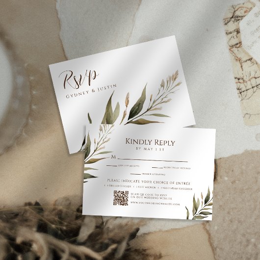 Rustikale Dread Floral Pampas Wedding RSVP Karte