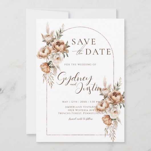Rustikale Dread Floral Pampas Wedding Save The Date (Vorderseite)