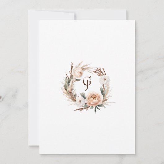 Rustikale Dread Floral Pampas Wedding Save The Date (Rückseite)