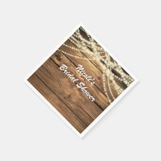 Rustikale Dreamy Lights & Wood Rustikale Hochzeit Serviette (Ecke)