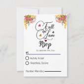 Rustikale Drehbuch Herbstflorale Herbst in Liebe H RSVP Karte (Vorderseite)