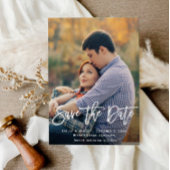 Rustikale Drehbuchromantikkarte Save the Date