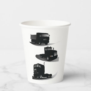Rustikale Drei-schwarze LKW Vintages LKW-Design Pappbecher