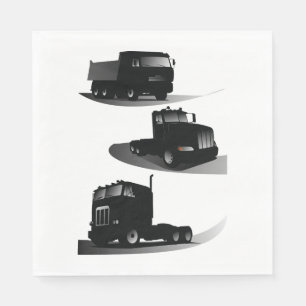 Rustikale Drei-schwarze LKW Vintages LKW-Design Serviette