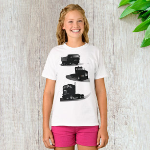 Rustikale Drei-schwarze LKW Vintages LKW-Design T-Shirt