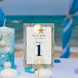Rustikale Driftwood Beach Sand Dollar Hochzeit Tischnummer