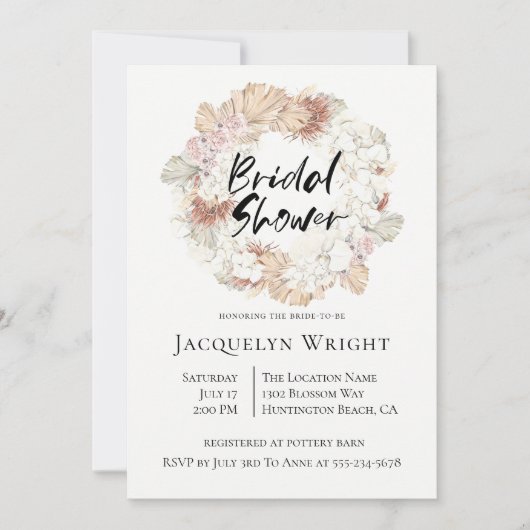 Rustikale Dschungelwüste Brautdusche Einladung (Vorderseite)