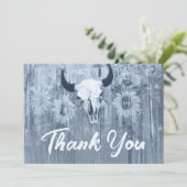 Rustikale duftende Blütenblumen Bull Skull Dankeskarte (Stehend Vorderseite)