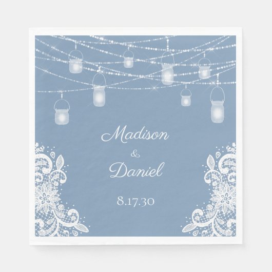 Rustikale, dunkelblaue Lichter Hochzeiten von Napk Serviette (Vorderseite)