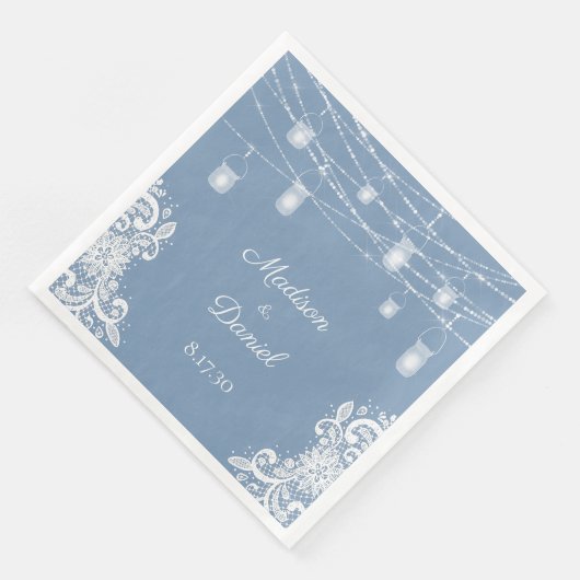 Rustikale, dunkelblaue Lichter Hochzeiten von Napk Serviette (Ecke)