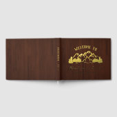 Rustikale dunkelbraune Holz-Berglandschaft Gästebuch (Voll)