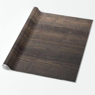 Rustikale dunkelbraune HOLZ-Optik-Textur Geschenkpapier
