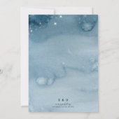 Rustikale dunkelfarbene blaue Wasserfarbe Hochzeit Einladung (Rückseite)