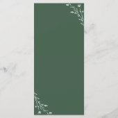 Rustikale, dunkelgrüne Botanische Hochzeitskarte Programm (Rückseite)