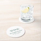 Rustikale, dunkelgrüne, klassische Hochzeit Runder Pappuntersetzer (Vor Ort)