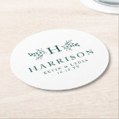 Rustikale, dunkelgrüne, klassische Hochzeit Runder Pappuntersetzer (Angewinkelt)