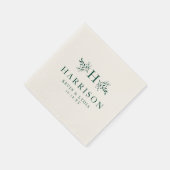 Rustikale, dunkelgrüne personalisierte Hochzeit Serviette (Ecke)