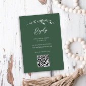 Rustikale Dunkelgrüne Wildblume QR-Code Hochzeit RSVP Karte