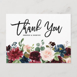 Rustikale Dunkelholz-Burgund-Blume Hochzeit im Her Postkarte