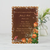 Rustikale Dunkelholz-Flora-Schmetterlingspartei Einladung (Stehend Vorderseite)