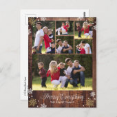 Rustikale Dunkelholz Foto Collage Holiday Postkart Postkarte (Vorne/Hinten)