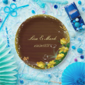 Rustikale Dunkelholz-Gelbe Blütenschmetterlingshoc Pappteller (Party)