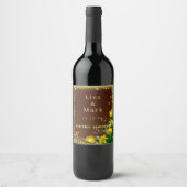 Rustikale Dunkelholz-Gelbe Blütenschmetterlingshoc Weinetikett (Vorderseite)