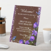 Rustikale Dunkelholz-Lila Blumensicherheit Sockelschild (In SItu)