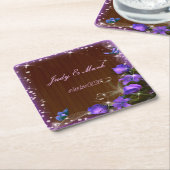 Rustikale Dunkelholz-Lila Blütenschmetterlingshoch Rechteckiger Pappuntersetzer (angewinkelt)