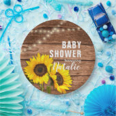 Rustikale Dunkelholz-Sonnenblumenleuchte Kinderdus Pappteller (Party)