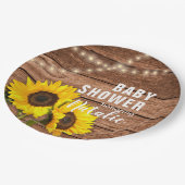 Rustikale Dunkelholz-Sonnenblumenleuchte Kinderdus Pappteller (Schrägansicht)