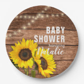 Rustikale Dunkelholz-Sonnenblumenleuchte Kinderdus Pappteller (Vorderseite)