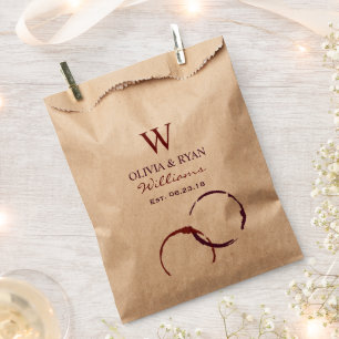 Rustikale dunkelrote Weinfleck-Kraft-Monogramm-Hoc Geschenktütchen
