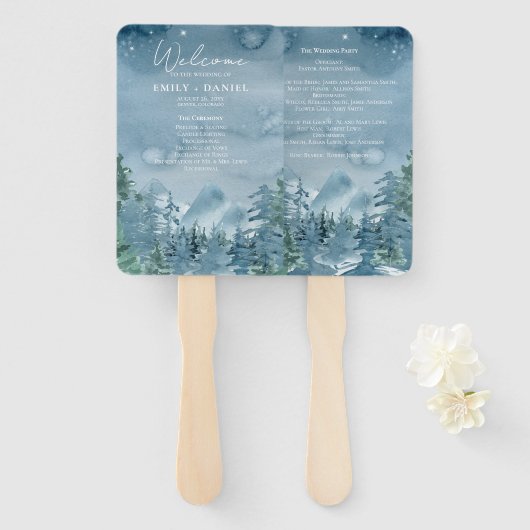 Rustikale dunkle Dämmergebirge 🏔️ Hochzeitsprogra Fächer (Vorne und Hinten)