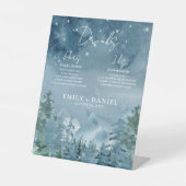 Rustikale dunkle Dämmerung Blaue Gebirge Hochzeit Sockelschild (Vorderseite)