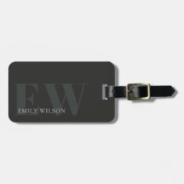 Rustikale dunkle dunkelgrüne schwarze Monogrammadr Gepäckanhänger