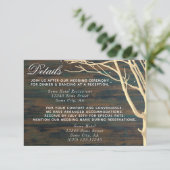 Rustikale, dunkle Holzbaume Herbst Winterhochzeit Begleitkarte (Stehend Vorderseite)