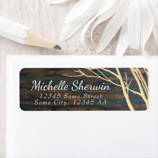 Rustikale dunkle Holzbäume Rücksendeadresse (Insitu)