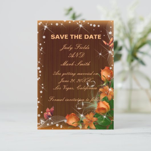 Rustikale dunkle Holzblütenhochzeit speichert die Dankeskarte (Stehend Vorderseite)