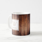 Rustikale dunkle hölzerne Planken - personalisiert Kaffeetasse (Vorderseite Links)