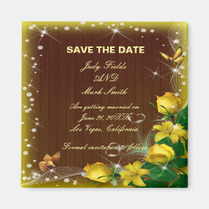 Rustikale dunkle Holzgelbe Blumen Save The Date Magnet