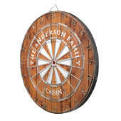 Rustikale dunkle Holzkarten, Familie Name Dart Boa Dartscheibe (Vorderseite rechts)