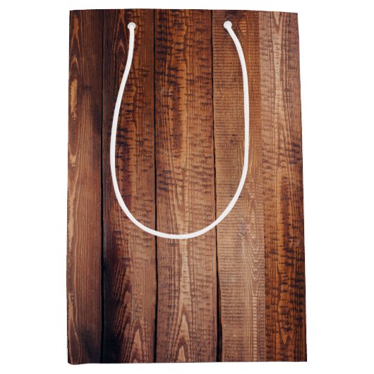 Rustikale dunkle Holzplanken Mittlere Geschenktüte (Vorderseite)