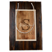 Rustikale, dunkle Holzteppiche Monogramm mittelgro Mittlere Geschenktüte (Vorderseite)