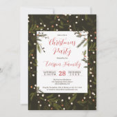 Rustikale dunkle Kiefernzweige Elegantes Weihnacht Einladung (Vorderseite)