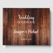 Rustikale dunkle Scheune Holz Drehbuch Land Hochze Gästebuch (Vorderseite)