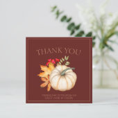 Rustikale dunkle Terrakotta Herbstkuppel Hochzeit Dankeskarte (Stehend Vorderseite)