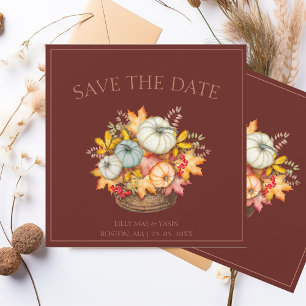 Rustikale dunkle Terrakotta Herbstkuppel Hochzeit Save The Date