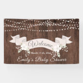 Rustikale Dusche aus Holz, blaue Schleife, Babydus Banner (Horizontal)